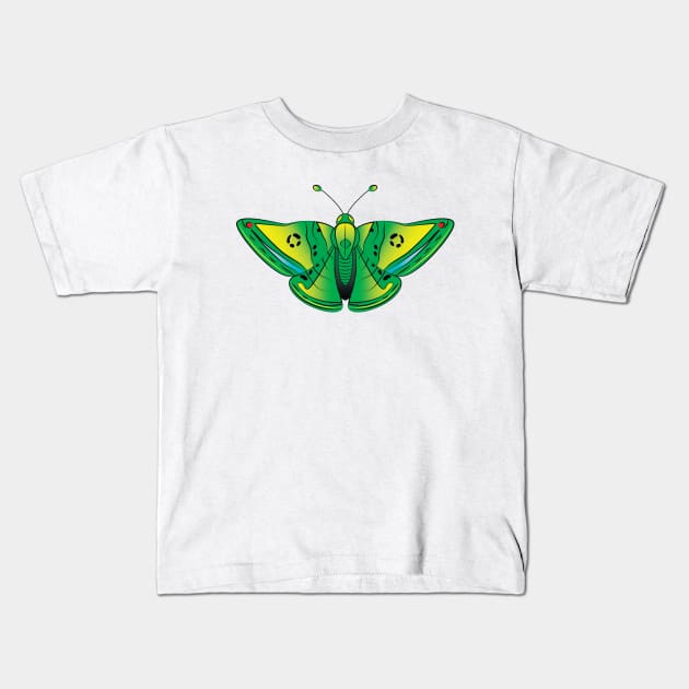 Green butterfly Kids T-Shirt by EvaMok88